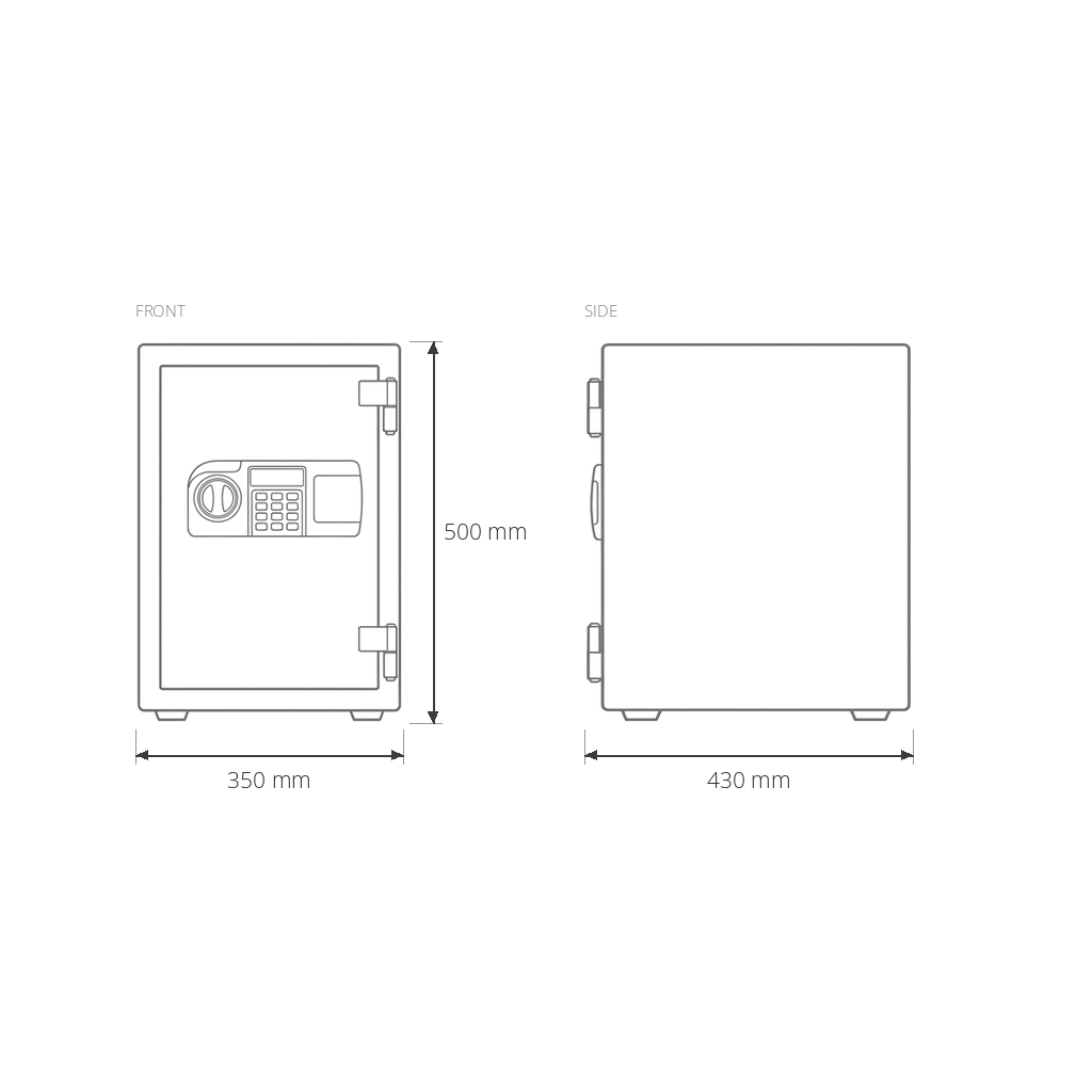 Uchida White Security Safe #UBH-57VE dimensions drawing