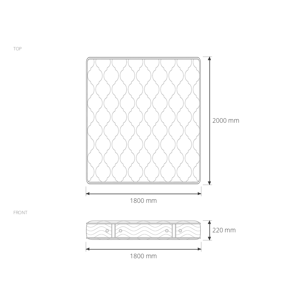 Raha Regular 3 Star Mattress 200x180 dimensions drawing