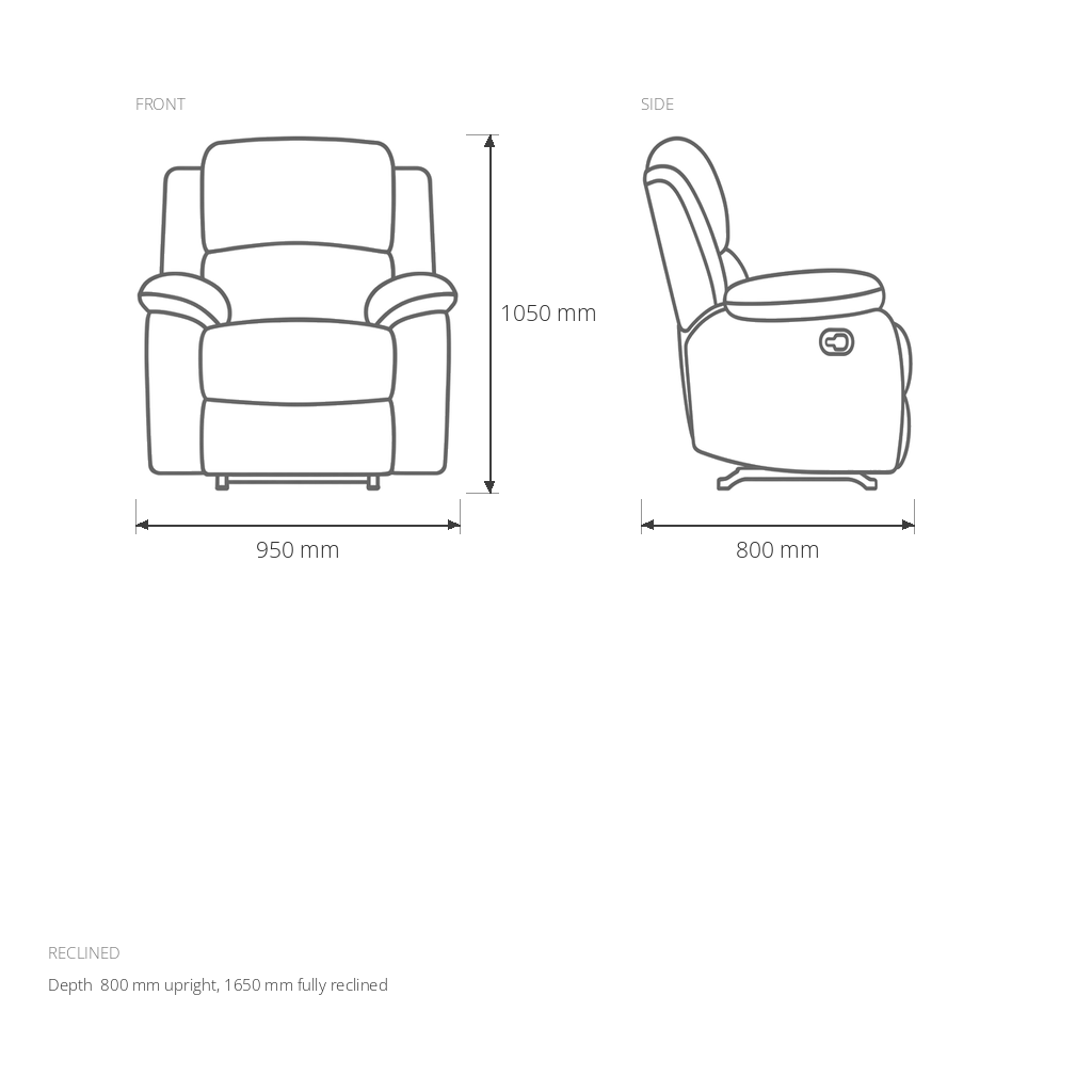 Rocker Recliner #RC-707 dimensions drawing