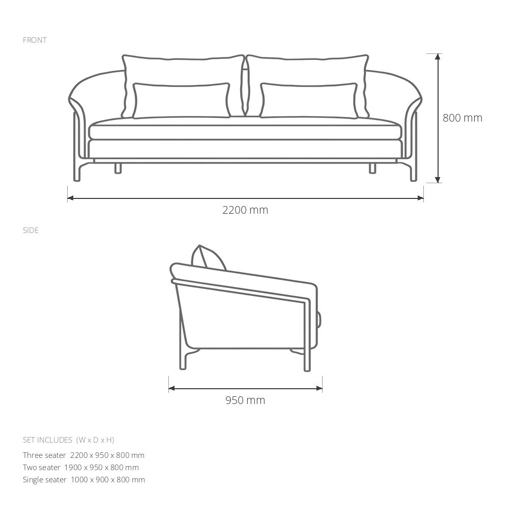 Beige and Blue Living Room Set #E1965 dimensions drawing