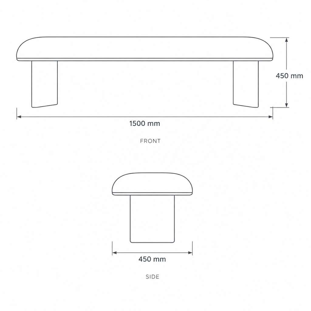 Bedside Bench #LC-0073A, dimensions drawing
