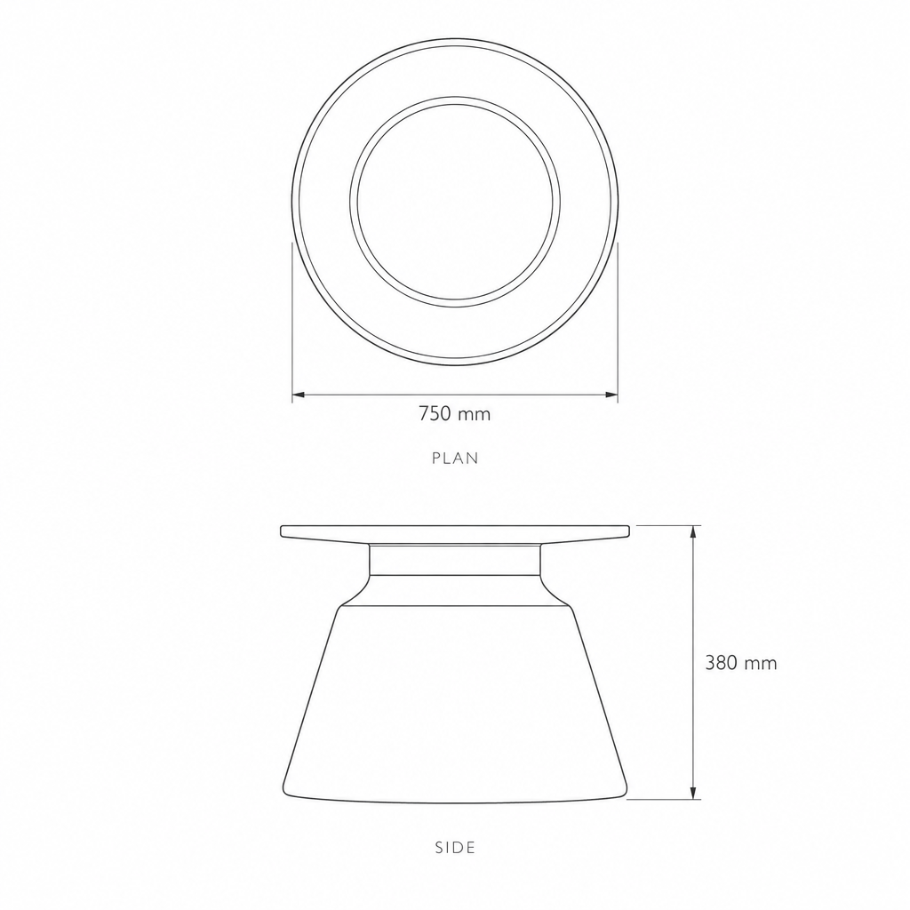Black Coffee Table #0926-1-2, dimensions drawing