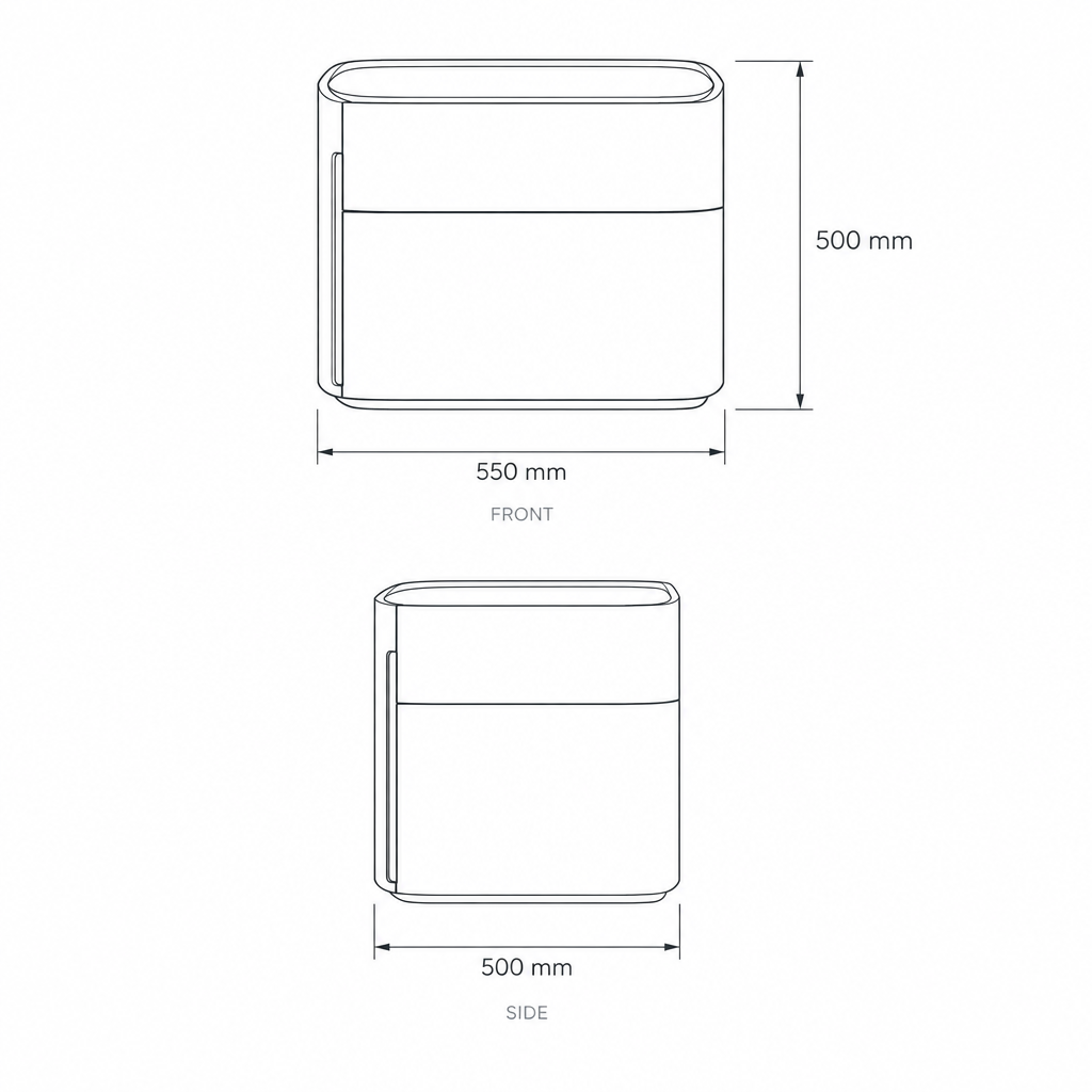 Black Nightstand #CB-0444A, dimensions drawing