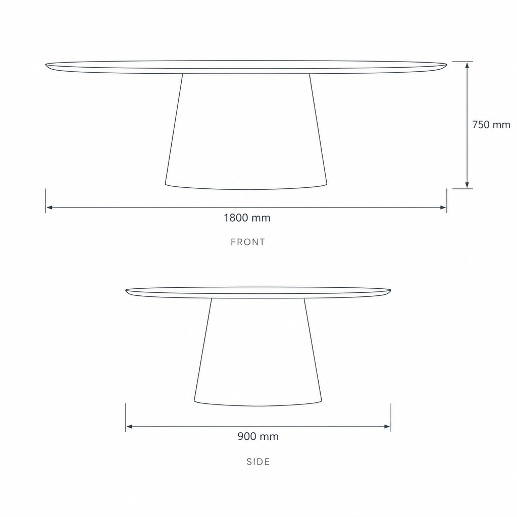 Dining Table #DT-1786-1, dimensions drawing