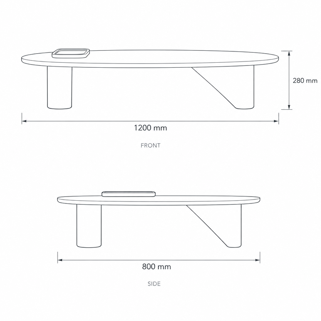 Coffee Table #CT-0340A, dimensions drawing