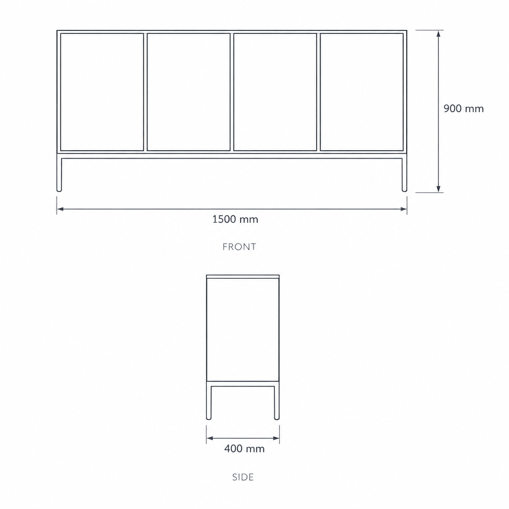 Sideboard #F2288A, dimensions drawing