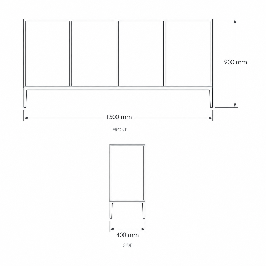 Sideboard #F2833, dimensions drawing