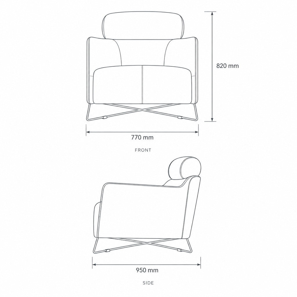 Lounge Chair #EC-406, dimensions drawing