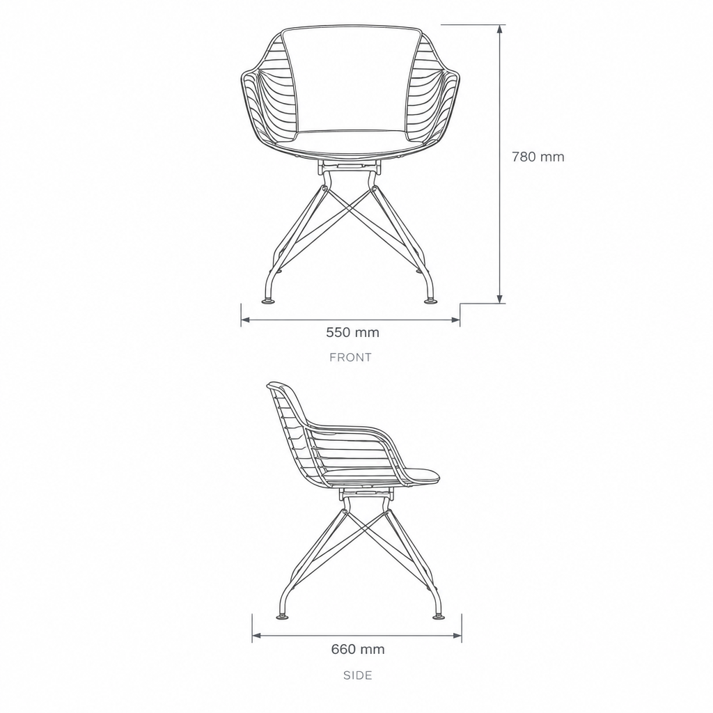 Lounge Chair #T004, dimensions drawing