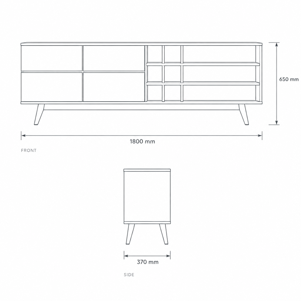 Noronha TV Stand, dimensions drawing