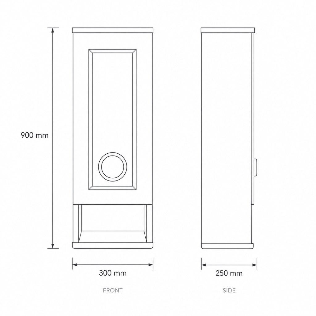 Shimango TV Side Cabinet, dimensions drawing