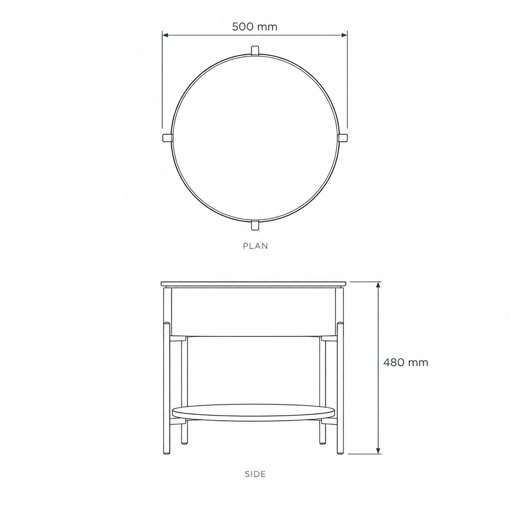 Nightstand #1903, dimensions drawing