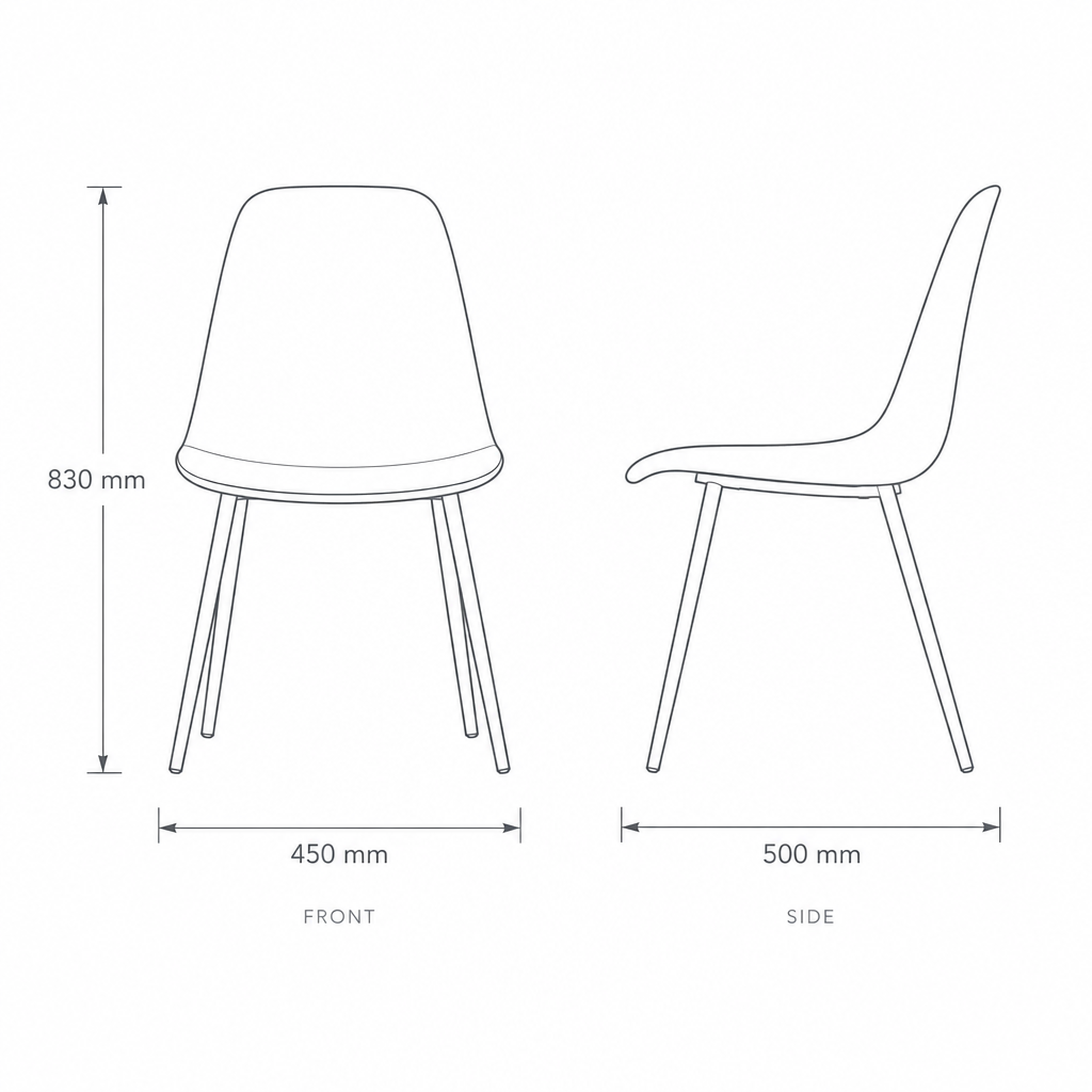 Dining Chair #801-X, dimensions drawing