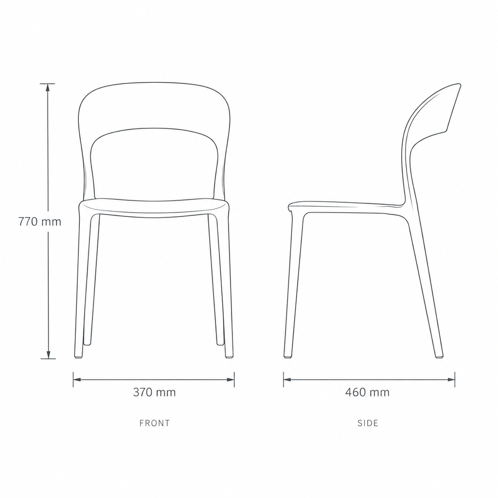 Green Garden Chair #8125, dimensions drawing