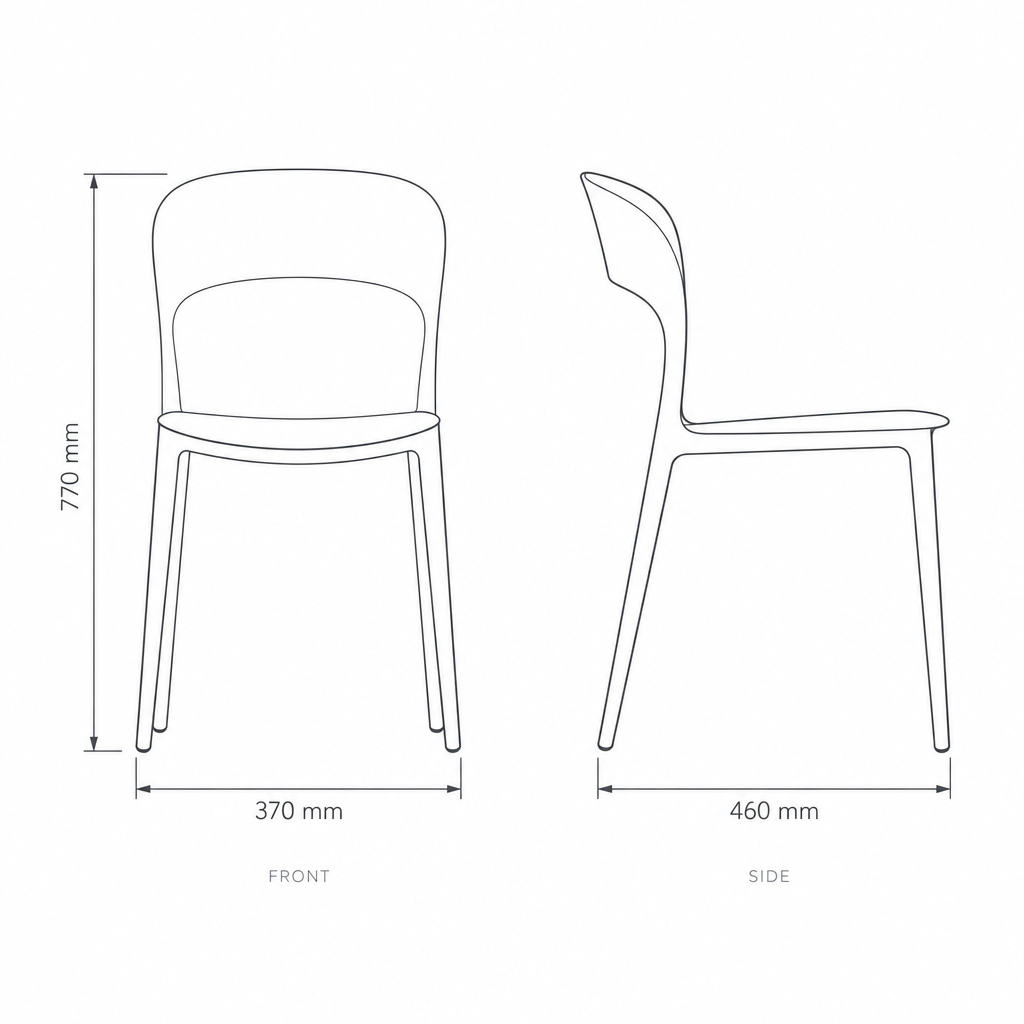 Khaki Garden Chair #8125, dimensions drawing