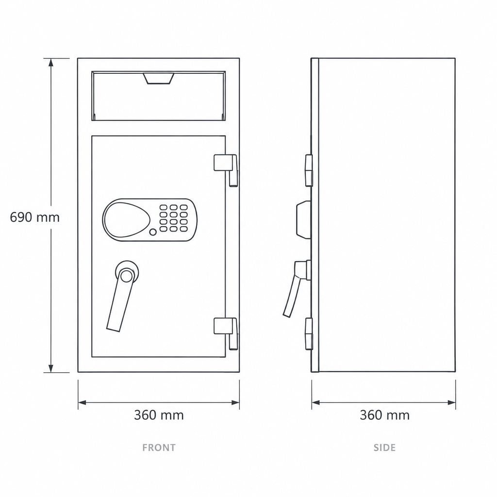 ExecutiveSafe Security Safe #DS686, dimensions drawing