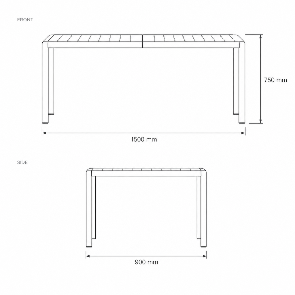 Garden Table #SL-342-2, dimensions drawing
