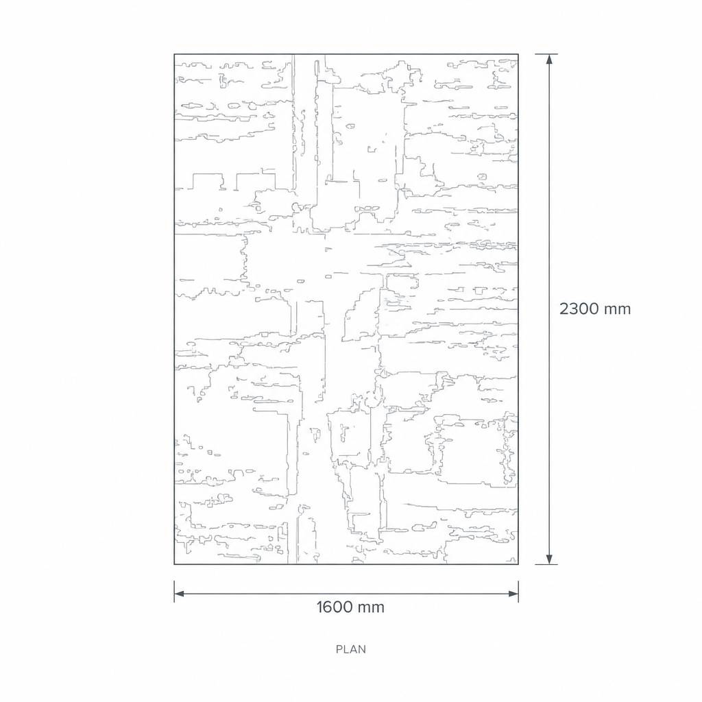 160x230 Carpet Rug #P06774-17204A, dimensions drawing