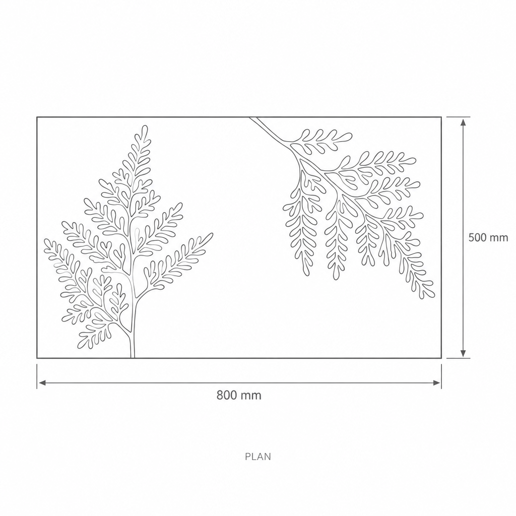 Welcome Fern Print Doormat #28327, dimensions drawing