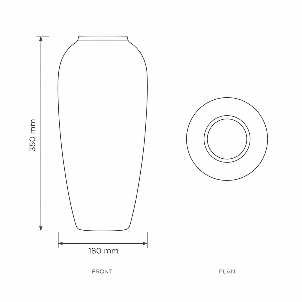 Decorative Porcelain Vase #SLD021-L, dimensions drawing
