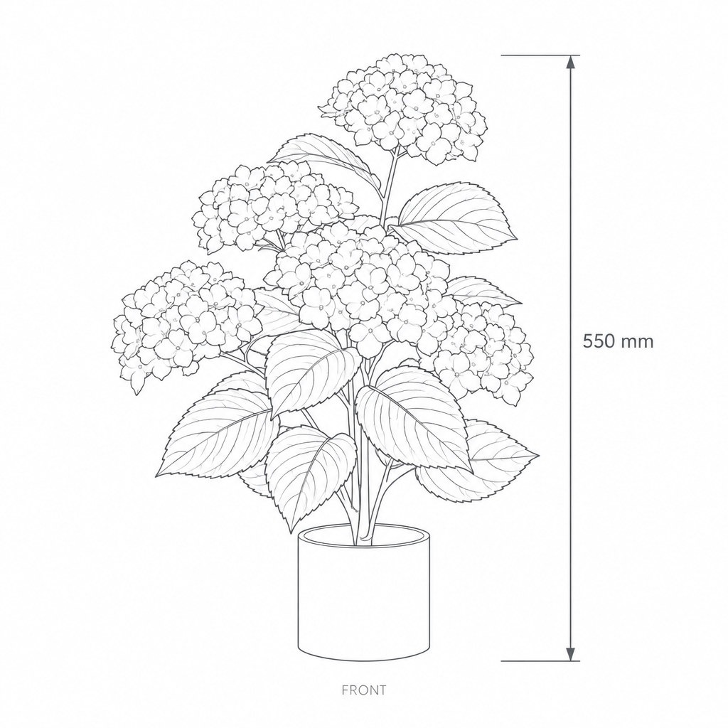 55cm Artificial Plant #JWT3475-3, dimensions drawing