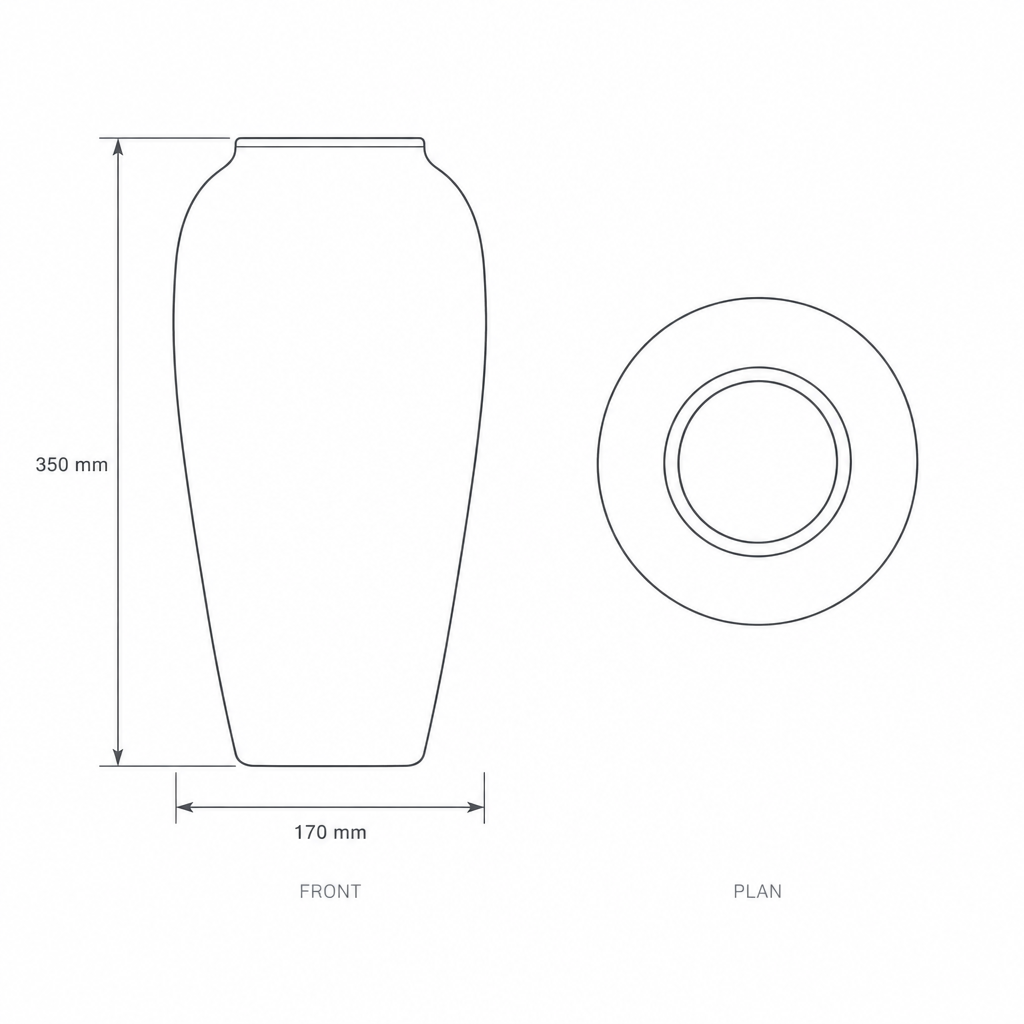 Decorative Porcelain Vase #SLD068-L, dimensions drawing