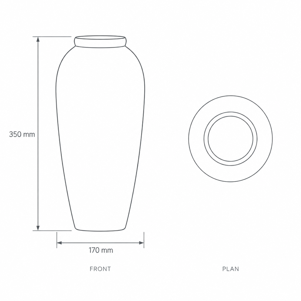 Decorative Porcelain Vase #SLD064-L, dimensions drawing