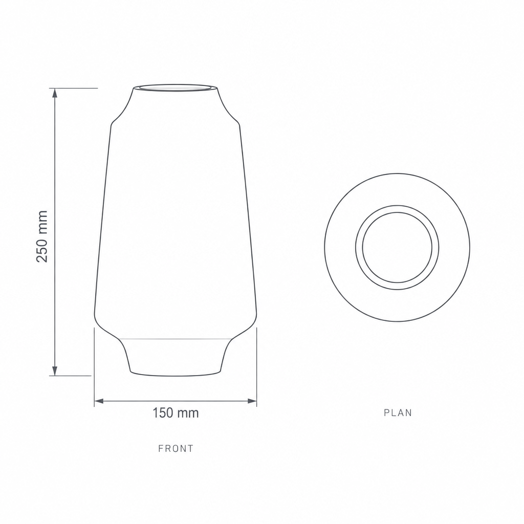 Decorative Porcelain Vase #SLD050-M, dimensions drawing
