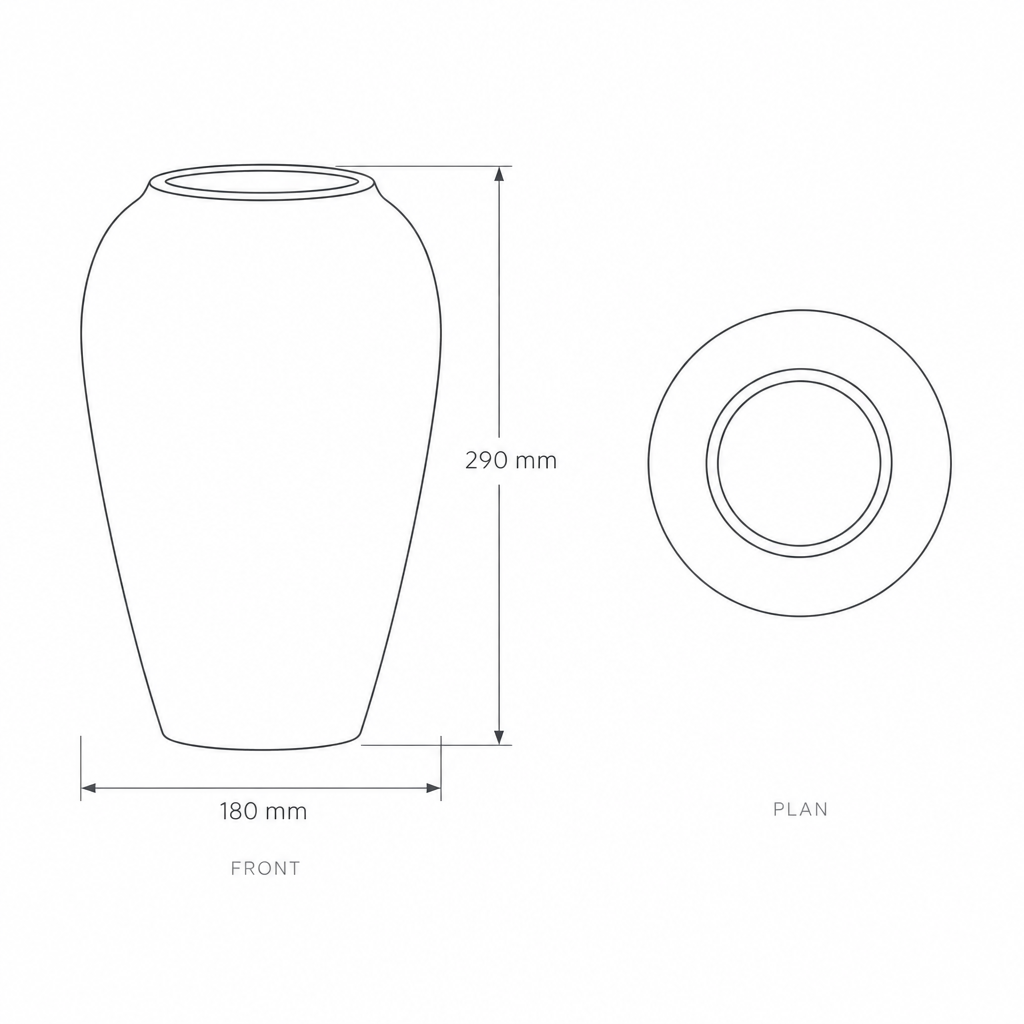 Decorative Porcelain Vase #SLD059-M, dimensions drawing