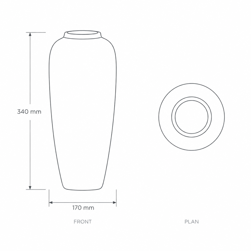 Decorative Porcelain Vase #SLD059-L, dimensions drawing