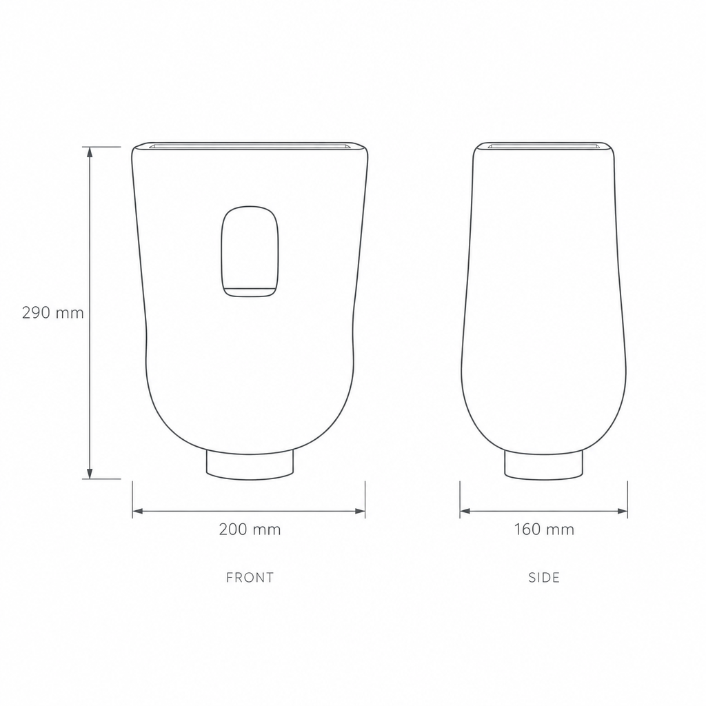 Lunar Small Lava Bottle, dimensions drawing