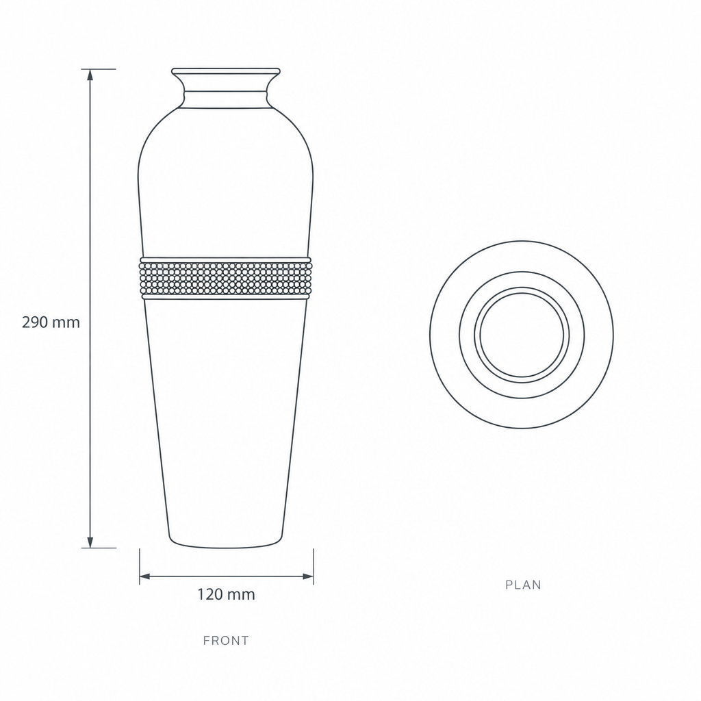 Gold & White Decorative Vase #406-1, dimensions drawing