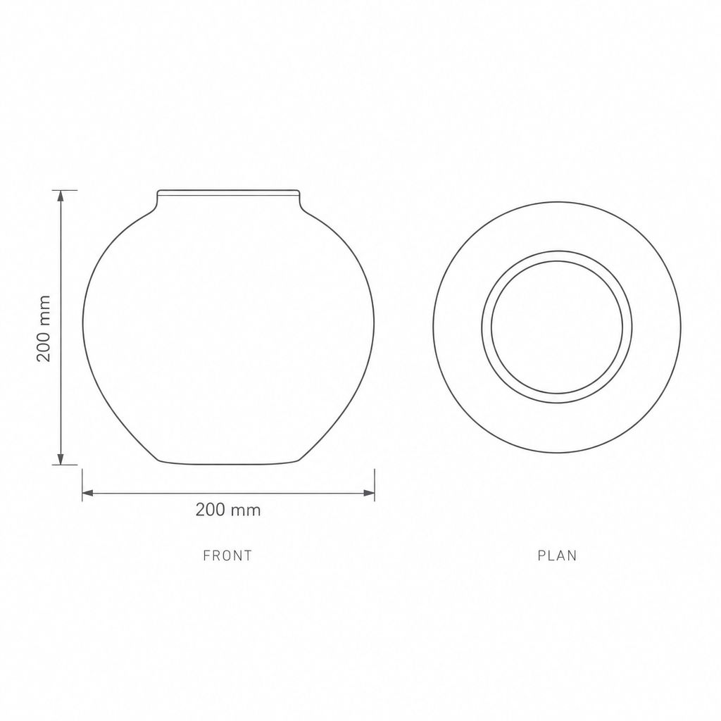 Rustic Porcelain Vase #SLD005-S, dimensions drawing