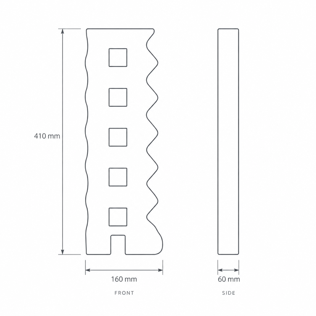 Speckled Wave Resin Sculpture, dimensions drawing