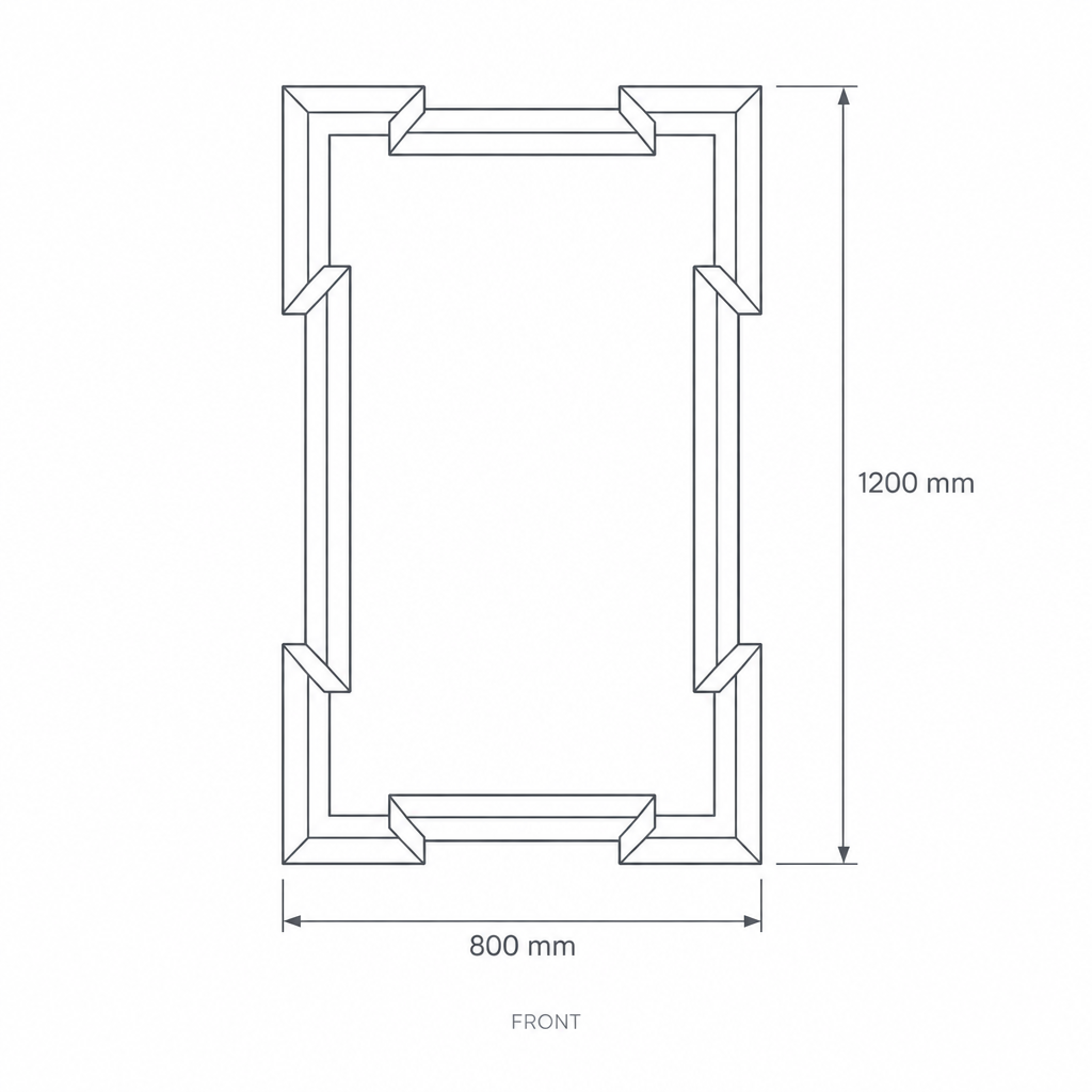 Wall Mirror #YJ-AS08, dimensions drawing