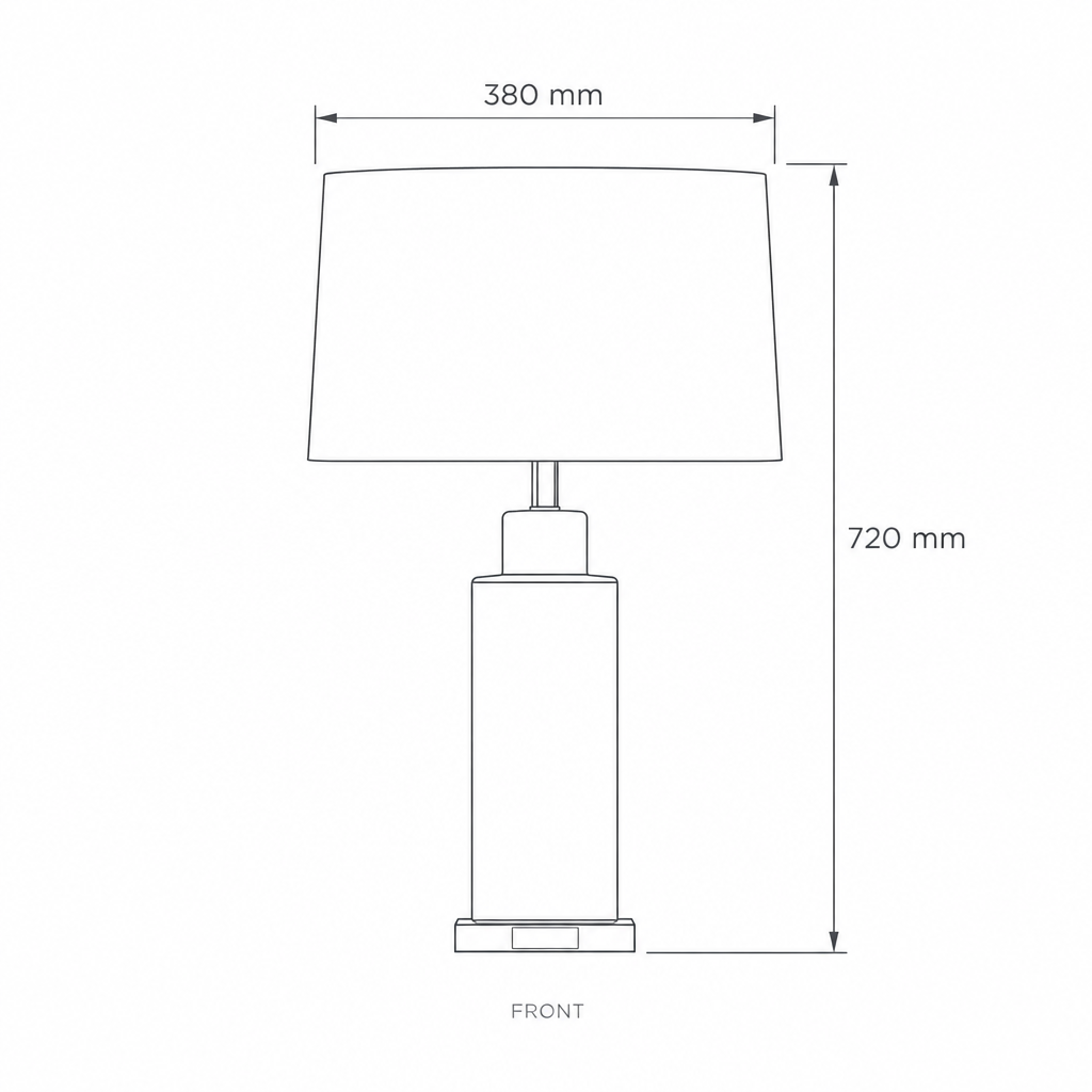 Black and White Table Lamp #TL0386, dimensions drawing