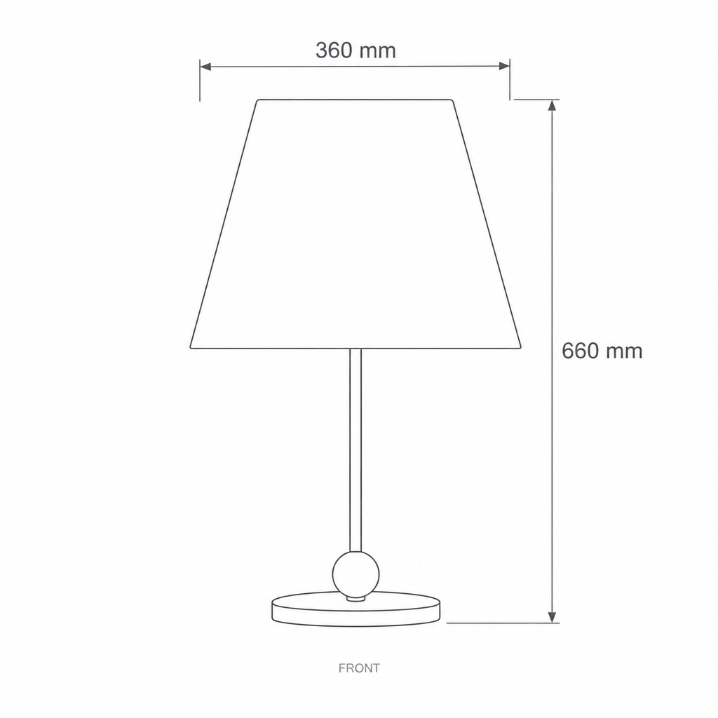 Anatolia Table Lamp #AYD-005, dimensions drawing