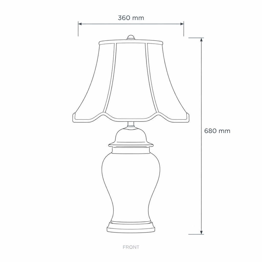 Red Table Lamp #TL0378, dimensions drawing