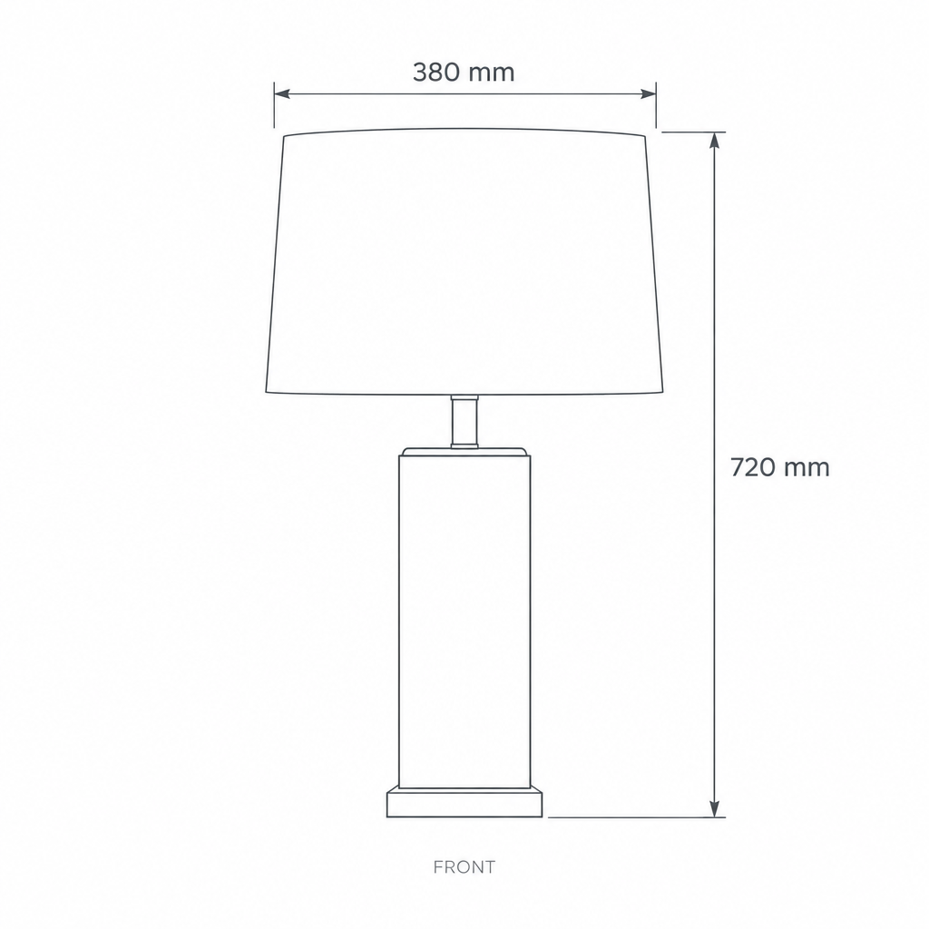 Green & White Table Lamp #TL0385, dimensions drawing