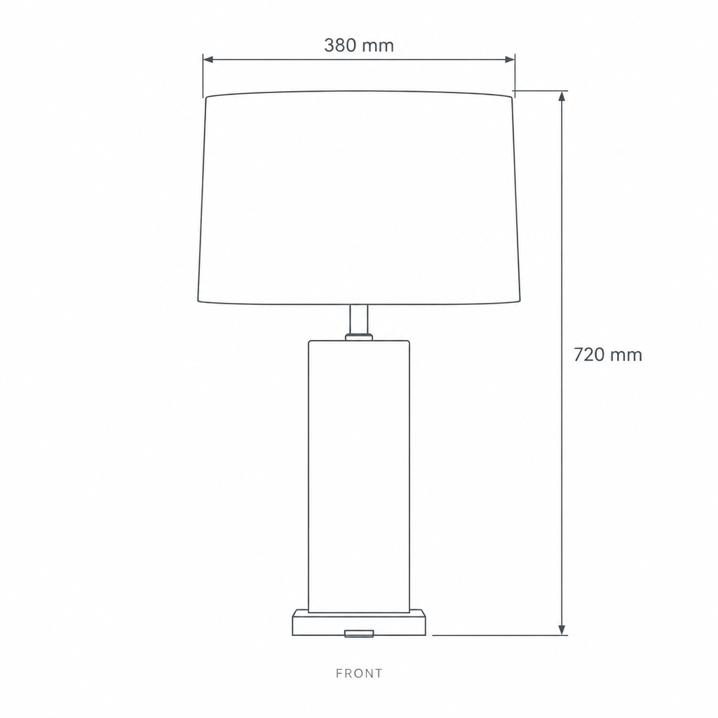 Blue Table Lamp #TL0383, dimensions drawing