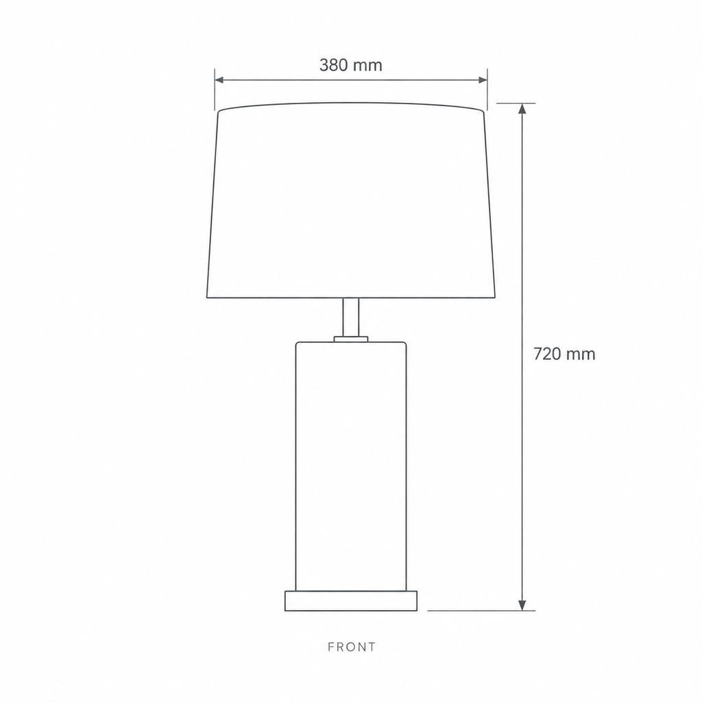 Teal Blue Table Lamp #TL0384, dimensions drawing