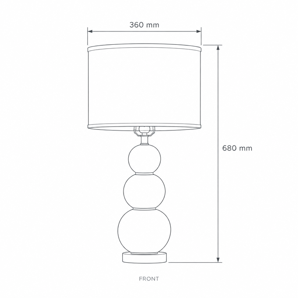 Yellow Stacked Sphere Table Lamp #TL0397, dimensions drawing