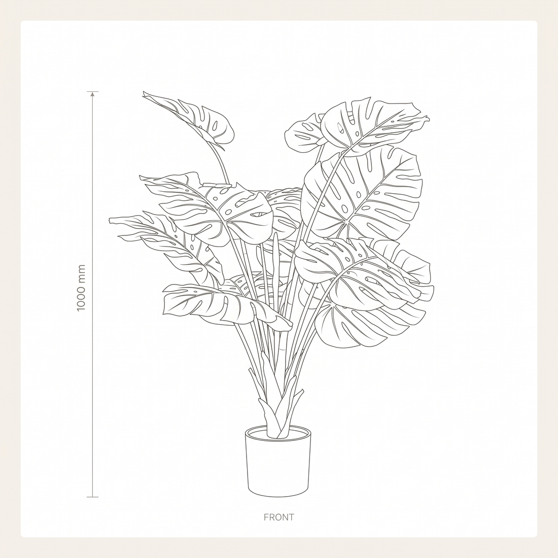 100cm Realistic Artificial Monstera Plant #A323100 dimensions drawing