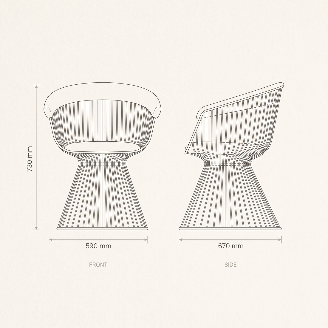 Lounge Chair #T006 dimensions drawing