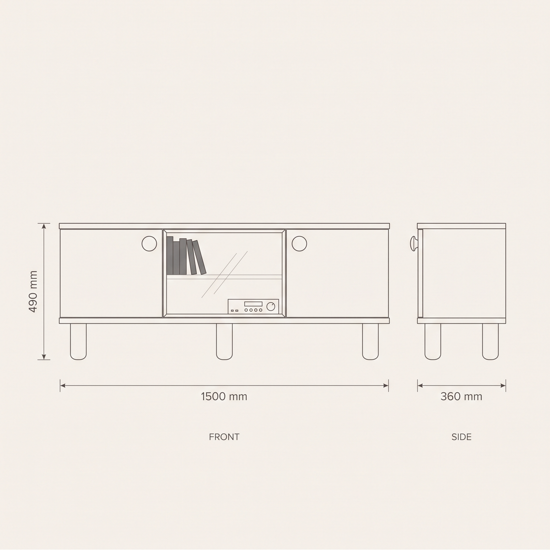 Ela TV Stand dimensions drawing