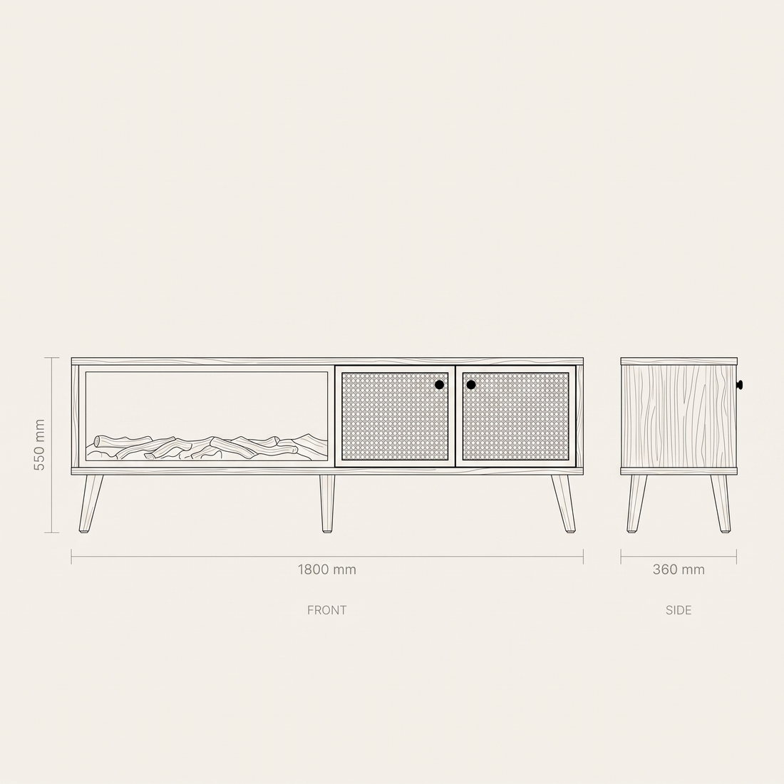 Hazeran TV Stand dimensions drawing
