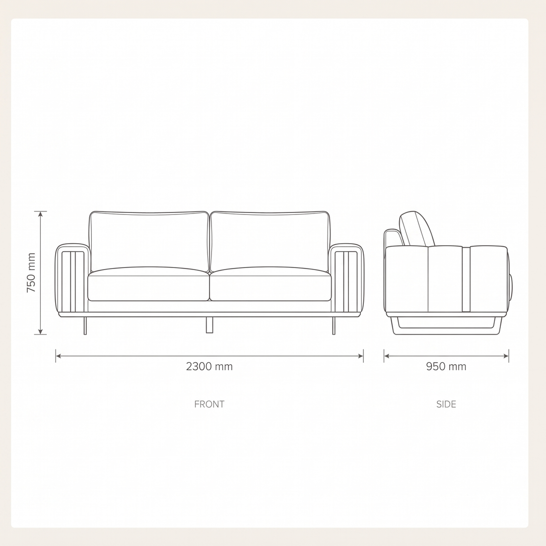 Charisma Living Room Set dimensions drawing