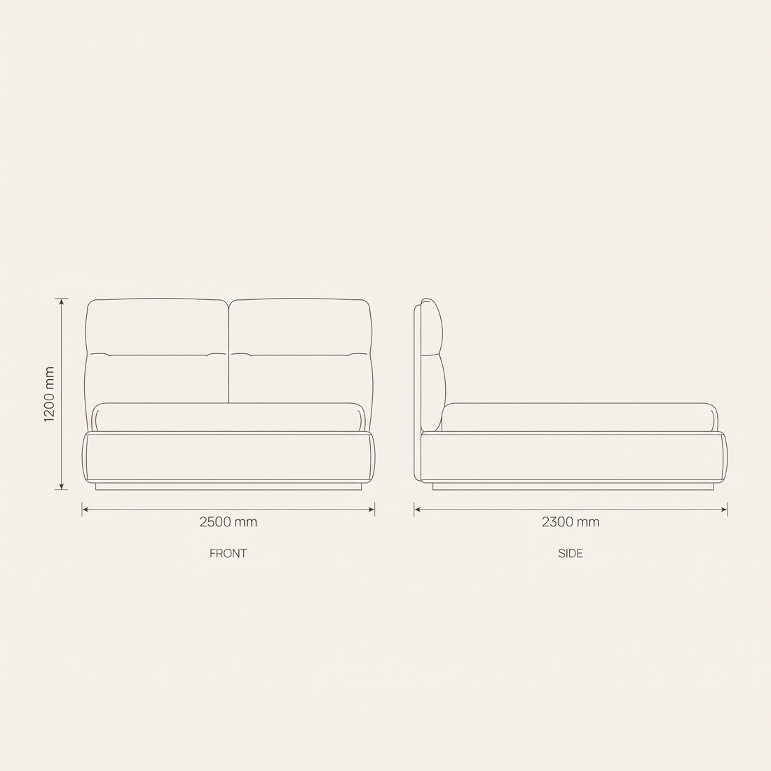 Rota Bedroom Set dimensions drawing