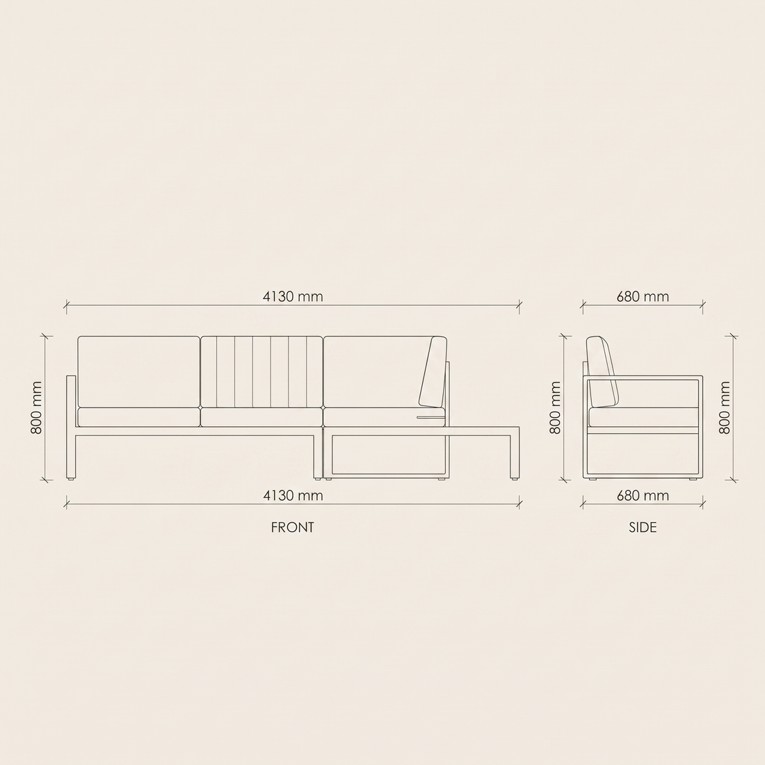 Garden Sectional Sofa Set #JH5013 dimensions drawing