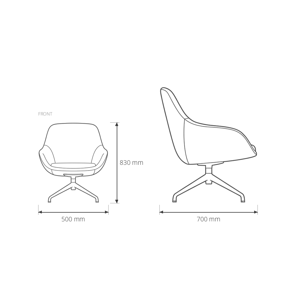Lime Green Visitor Chair dimensions drawing